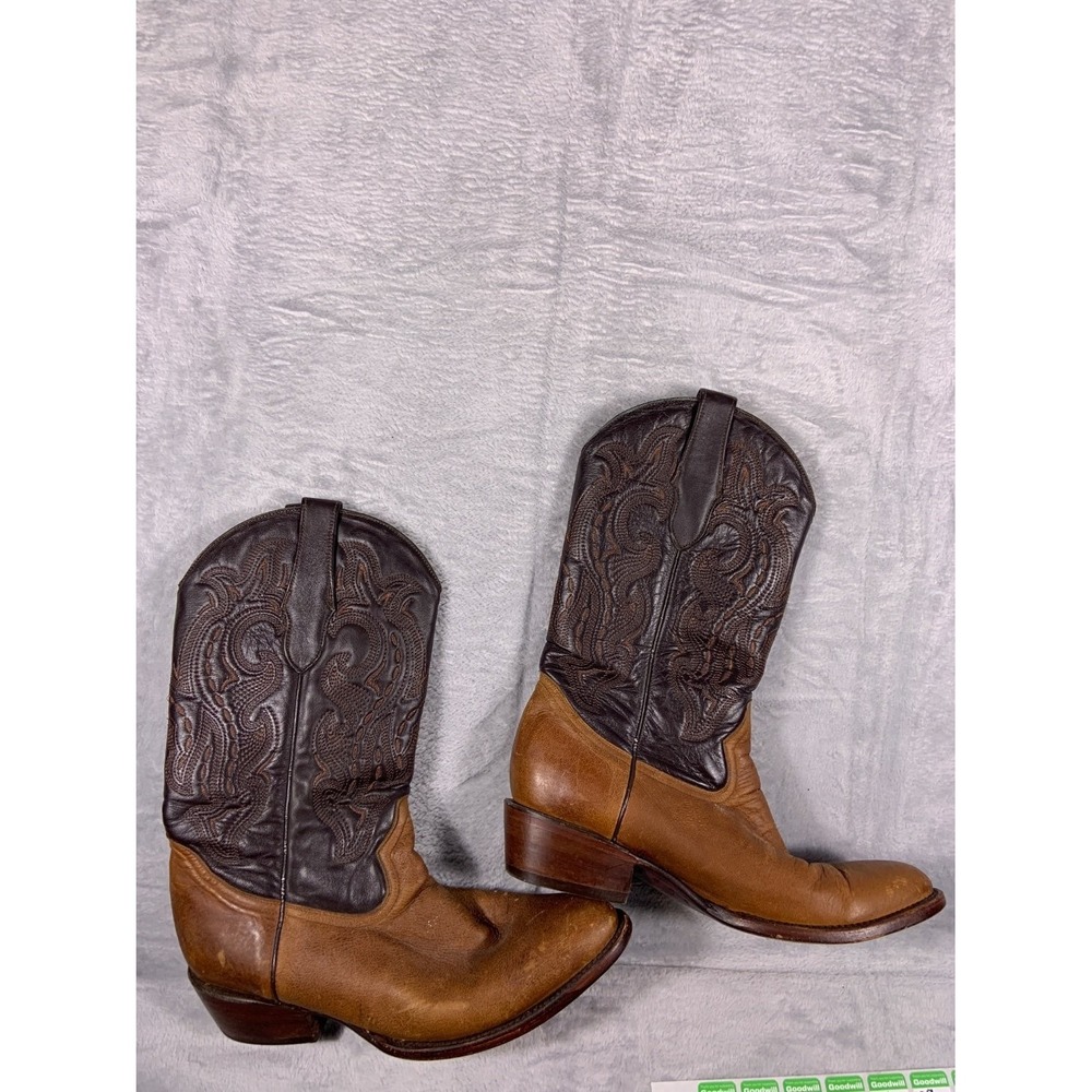 African Boots Genuino Venado Cowboy Men's 10.5 Tan Stag Leather 800914